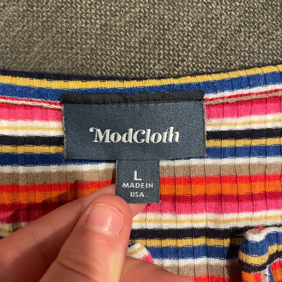 Modcloth Faux Button Up Horizontal Stripe Tank - Picture 3 of 5